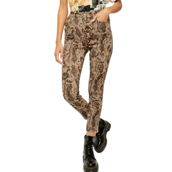 Free People We The Free Womens High Waist  Denim Leggings Snake Skin Size 26 - Picture 1 of 11